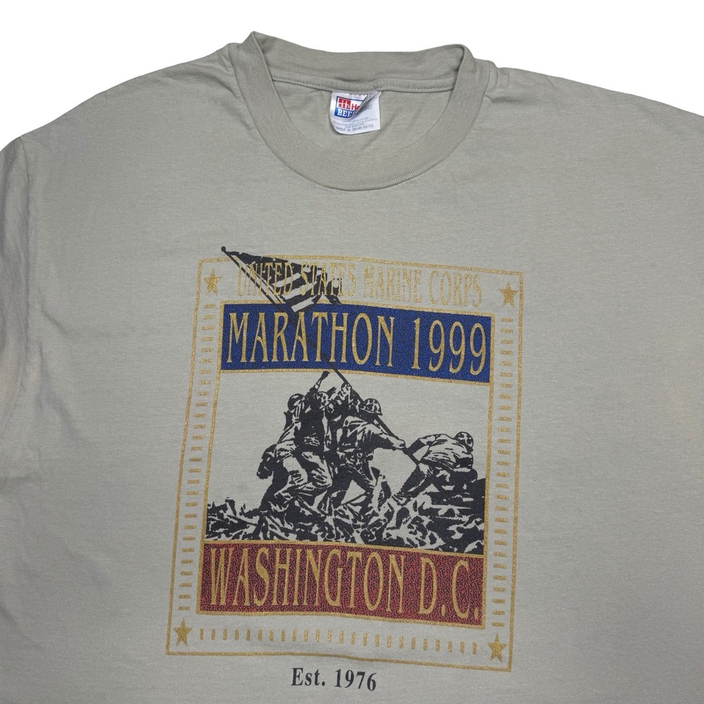 Vintage 90s 1999 USMC Marines Corp marathon running military‎ shirt